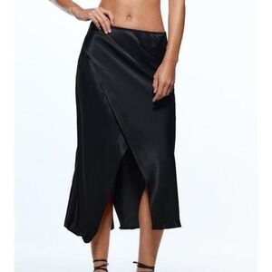 Zara Black Asymmetrical Satin Skirt